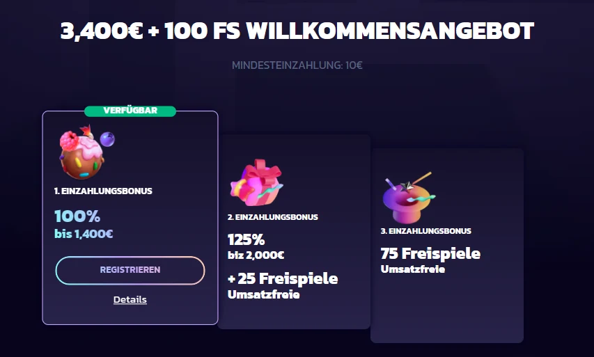 21Bit Willkommenspaket mit 3.400 Euro und 100 Freispielen auf drei Einzahlungen