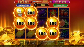 Offizielles Spielbild: Golden Sizzling Hot: fixierte Geldscheiben und ein Preis mit vier Winning Spins