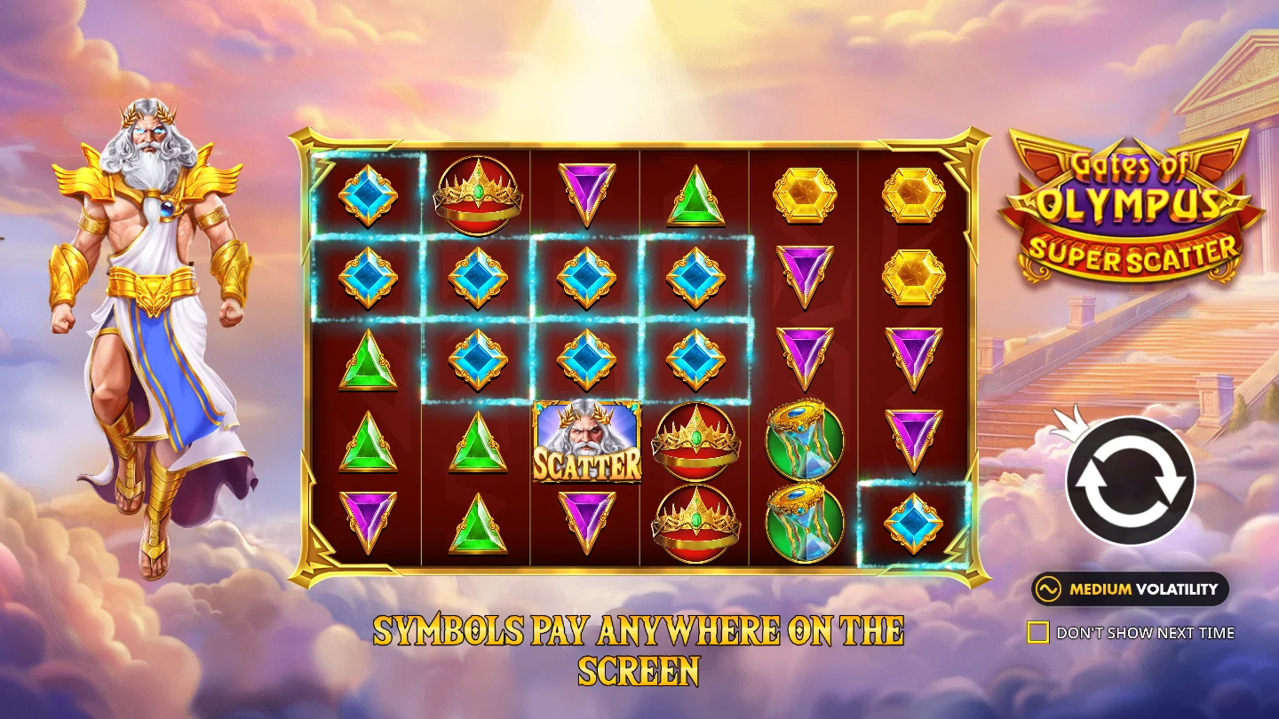 Gates of Olympus Super Scatter: Titelmotiv der offiziellen Demo
