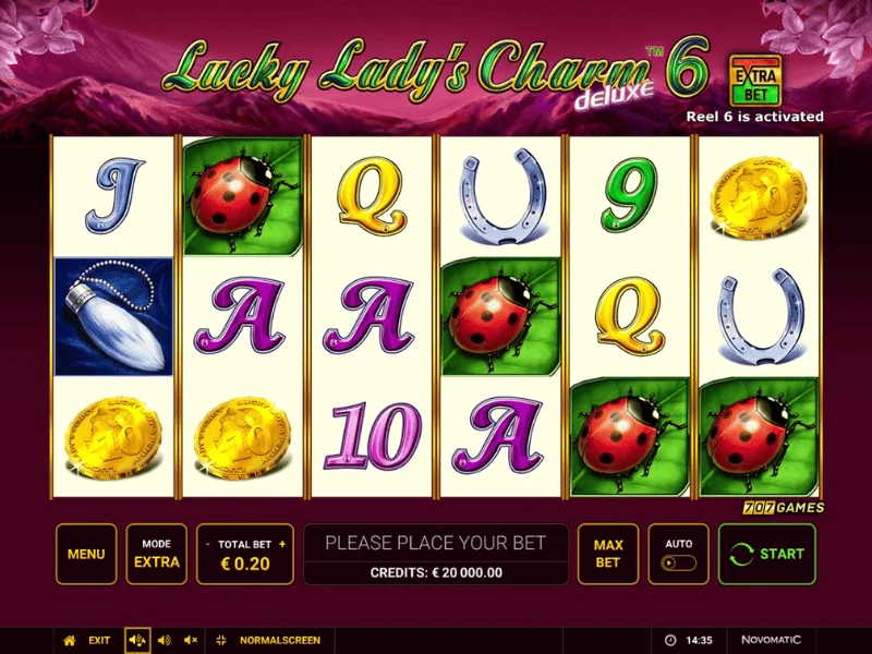 Lucky Lady’s Charm deluxe 6: sechs Walzen und aktivierter Extra Bet