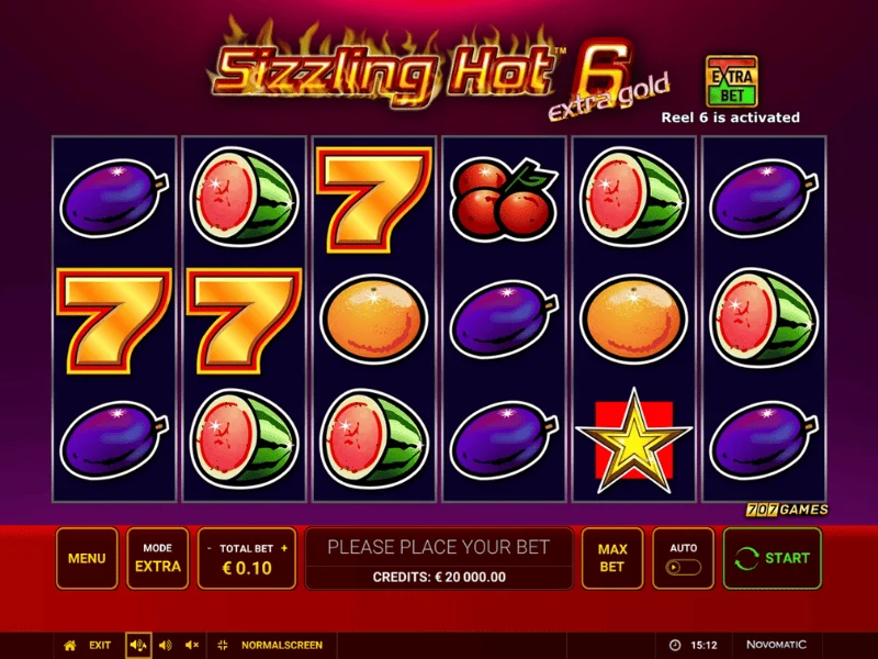 Sizzling Hot 6 Extra Gold: sechste Walze und aktivierter Extra Bet