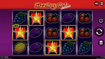Offizielles Spielbild: Sizzling Hot deluxe: Früchte und Scatter-Sterne auf fünf Walzen