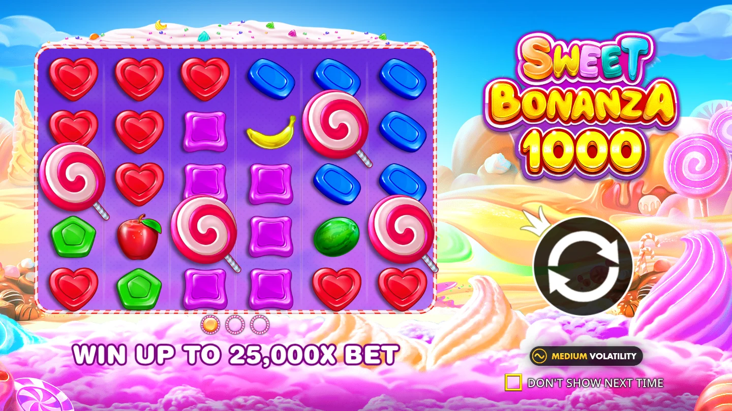 Sweet Bonanza 1000: Titelbild und Süßigkeitenwelt der offiziellen Demo