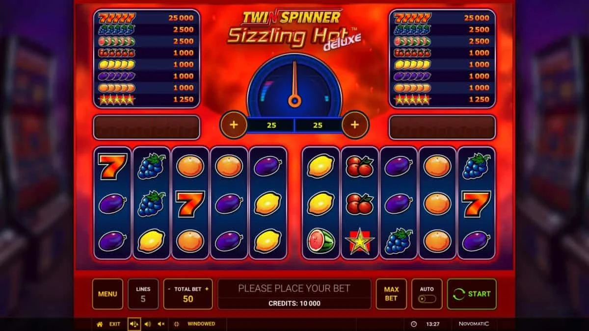 Twin Spinner Sizzling Hot deluxe: zwei Felder mit Bet Balancer