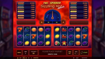 Offizielles Spielbild: Twin Spinner Sizzling Hot deluxe: zwei Felder mit Bet Balancer