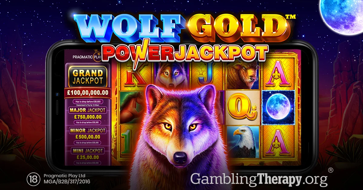 Wolf Gold PowerJackpot: offizielles Motiv mit Wolf und Jackpot-Walzen