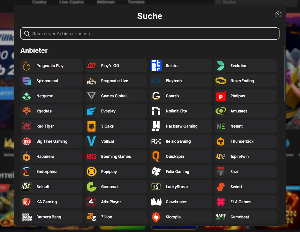 Need For Spin Auswahl der Spieleanbieter