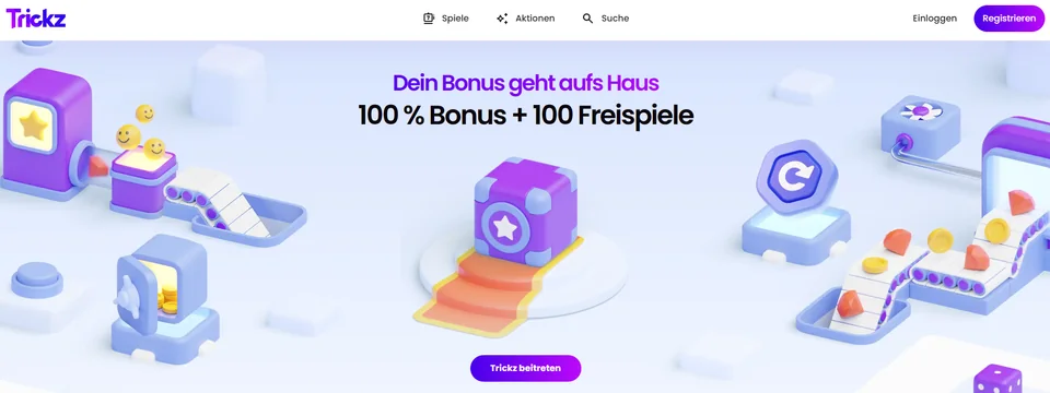 Trickz Casino Startseite mit Willkommensbonus