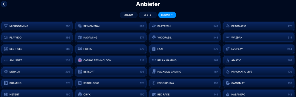 Boomerang-Bet Casino Spielanbieter