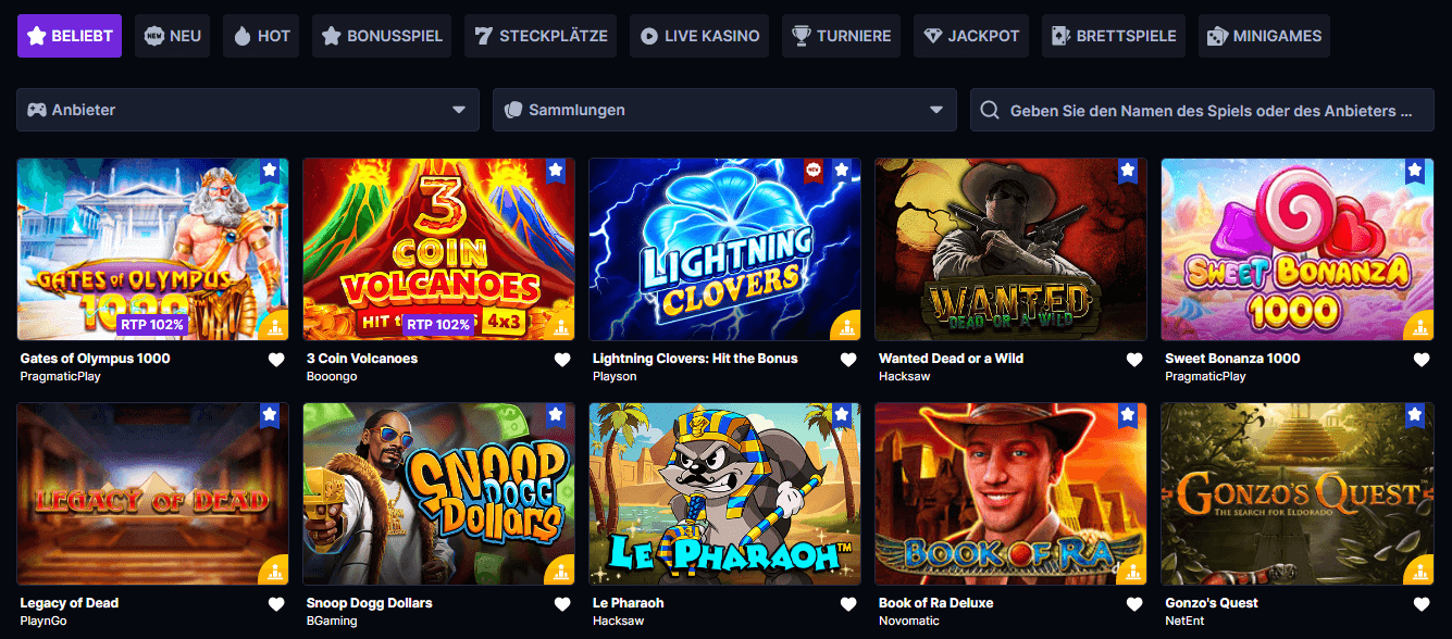 Hashlucky Casino Spiele