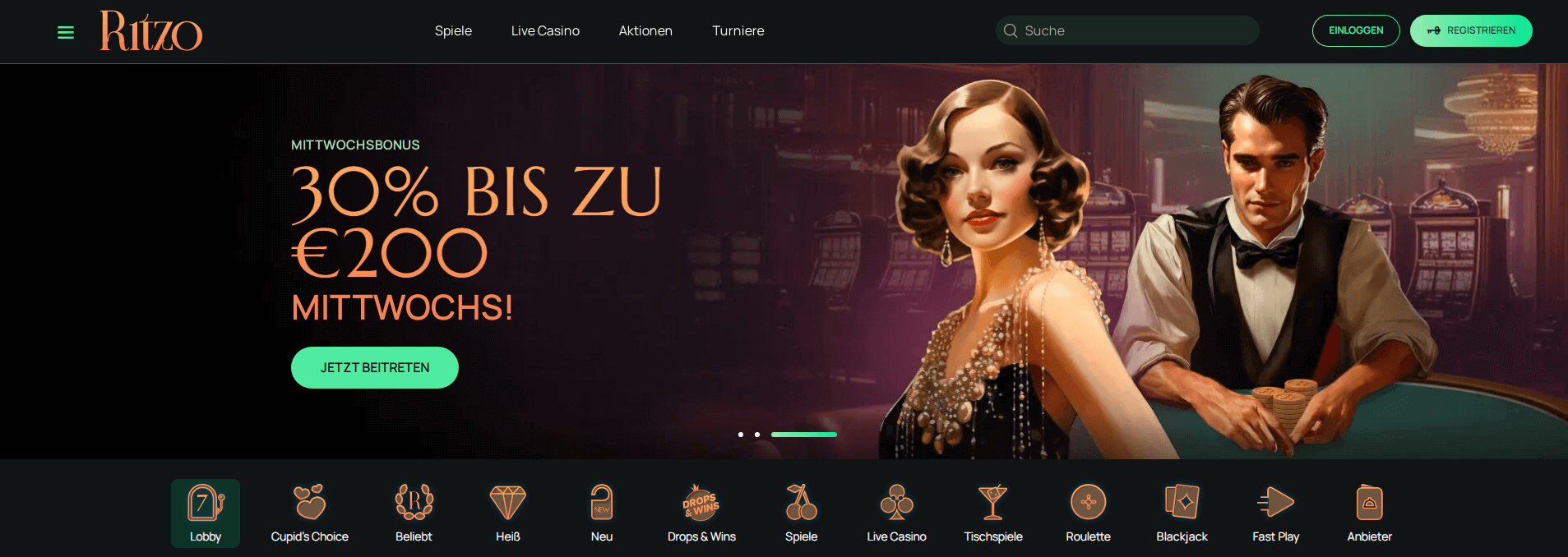 Ritzo Online Casino Website